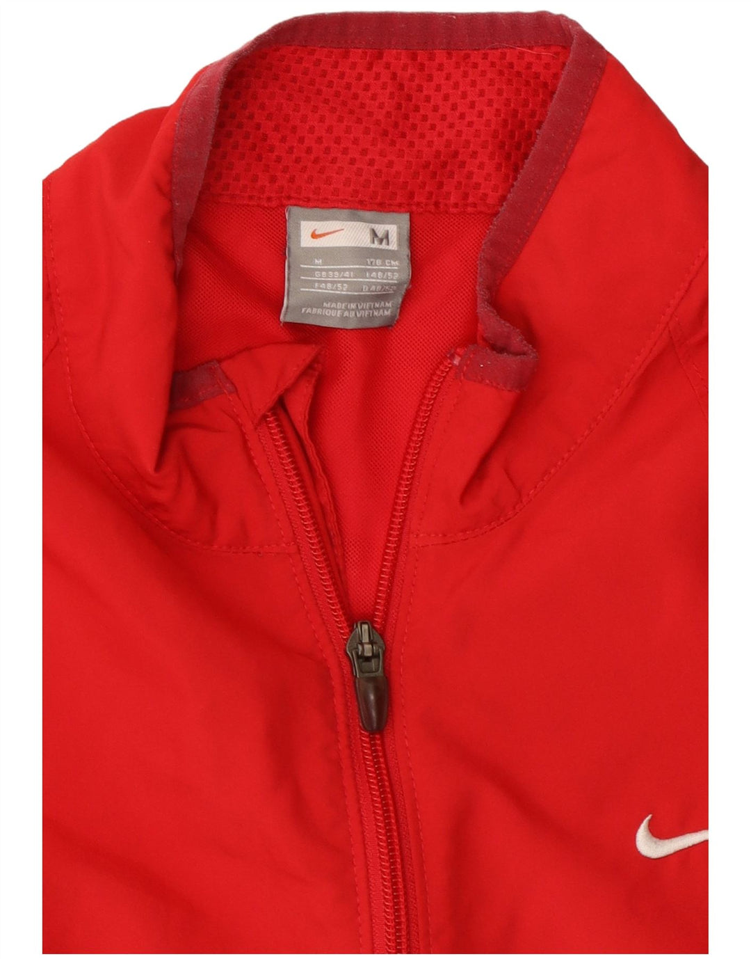Nike Mens Tracksuit Top Jacket UK 39/41 Médio Vermelho Colorblock Poliéster