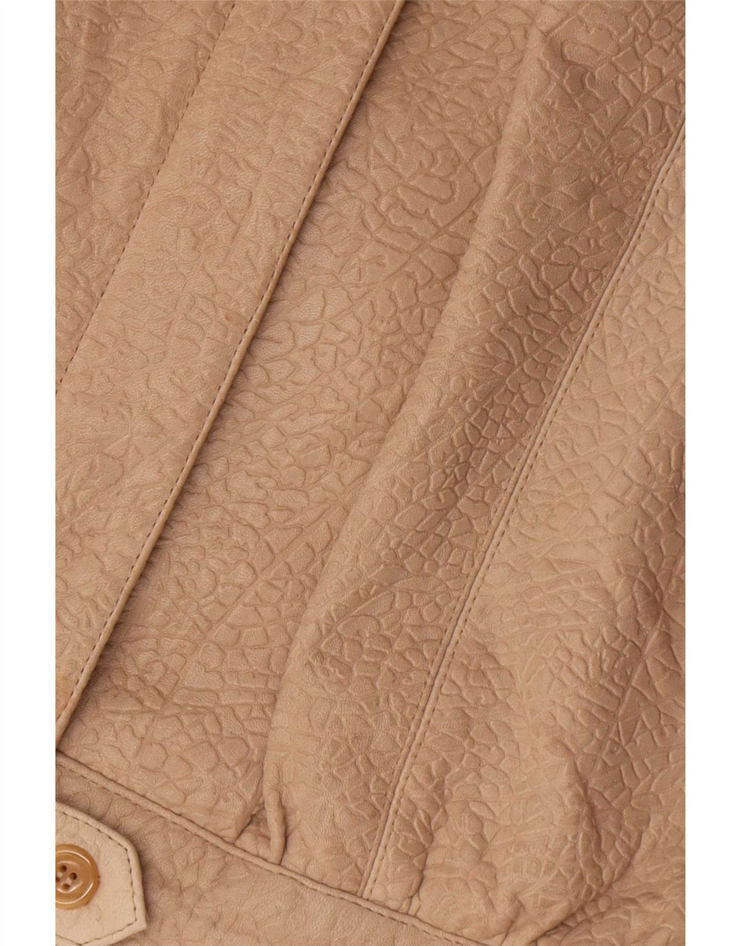 Jaqueta de couro superdimensionada feminina vintage EU 36 estampa animal bege pequena