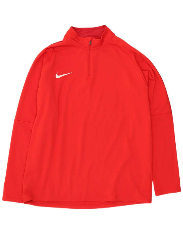 Nike Mens Dri Fit Zip Neck Pullover Treino Top XL Poliéster Vermelho