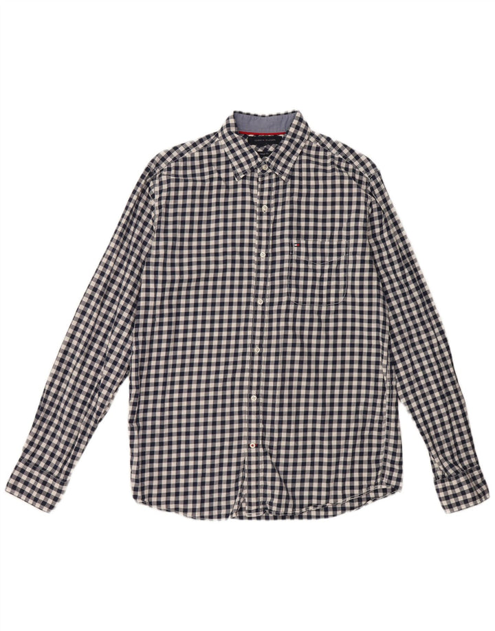 TOMMY HILFIGER Camisa masculina de flanela vintage fit média preta guingão