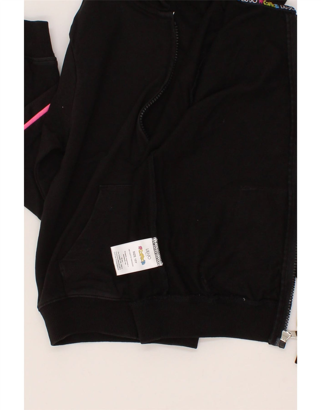 LIU JO Girls Graphic Zip Hoodie Sweater 9-10 Years Black Cotton Vintage Liu Jo and Second-Hand Liu Jo from Messina Hembry 