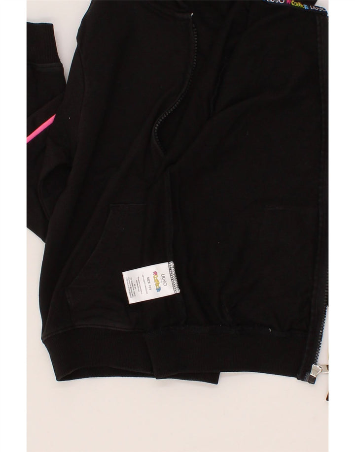 LIU JO Girls Graphic Zip Hoodie Sweater 9-10 Years Black Cotton Vintage Liu Jo and Second-Hand Liu Jo from Messina Hembry 
