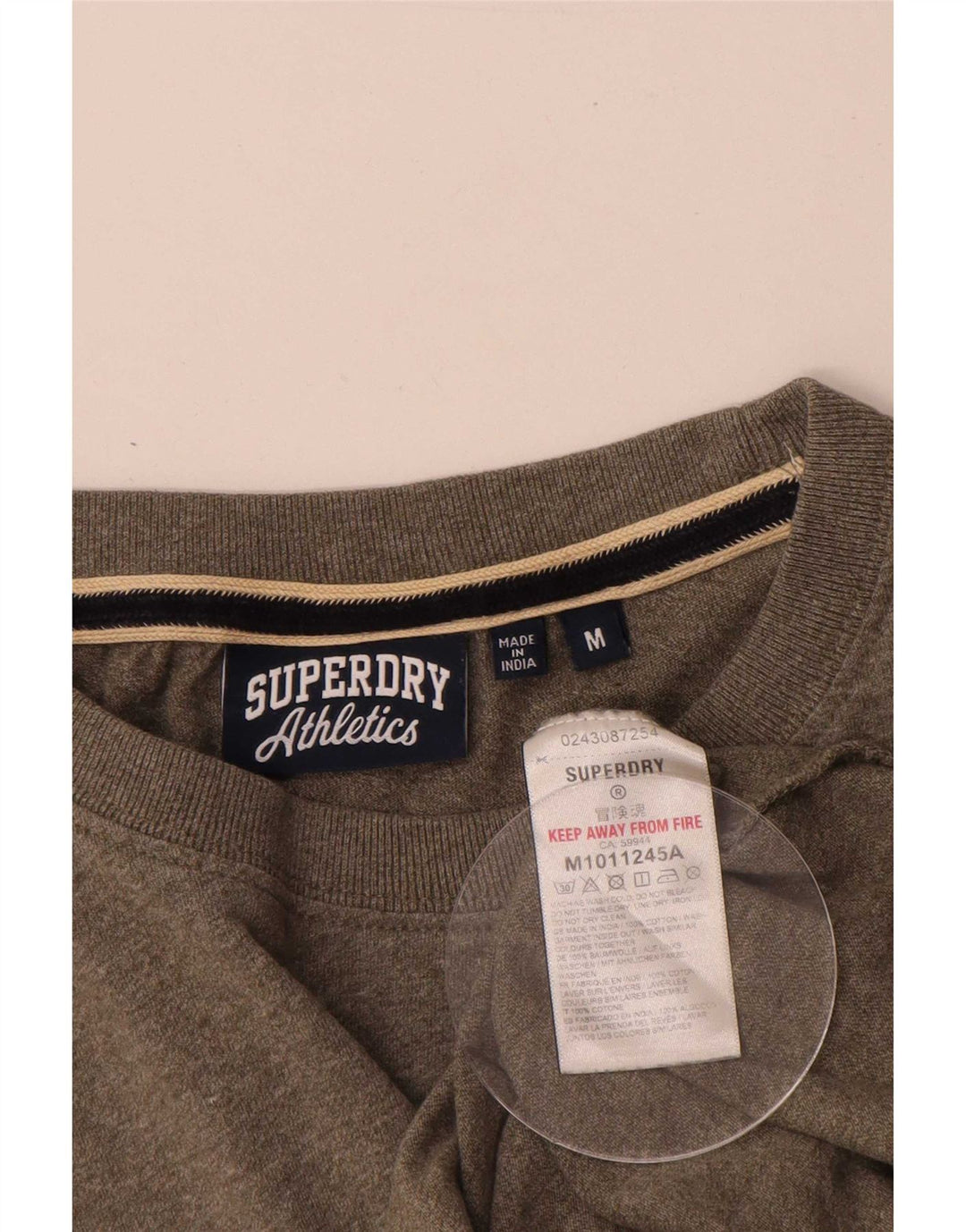 Camiseta masculina Superdry Top médio cáqui algodão manchado