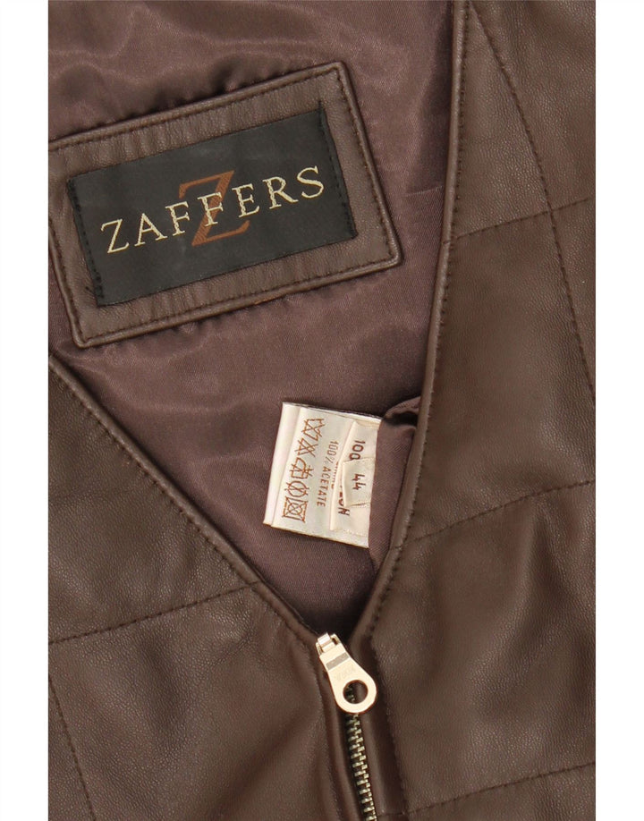 VINTAGE Womens Leather Gilet EU 44 XL Brown Leather Vintage Vintage and Second-Hand Vintage from Messina Hembry 
