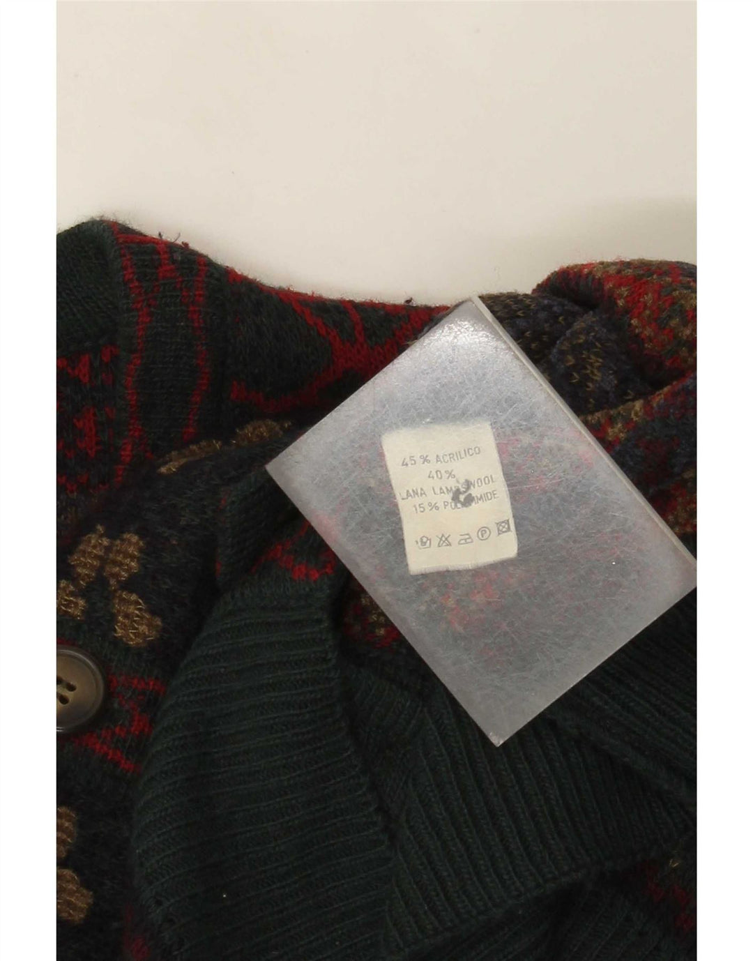 Suéter Cardigan Masculino Vintage Grande Multicolorido Fair Isle Acrílico