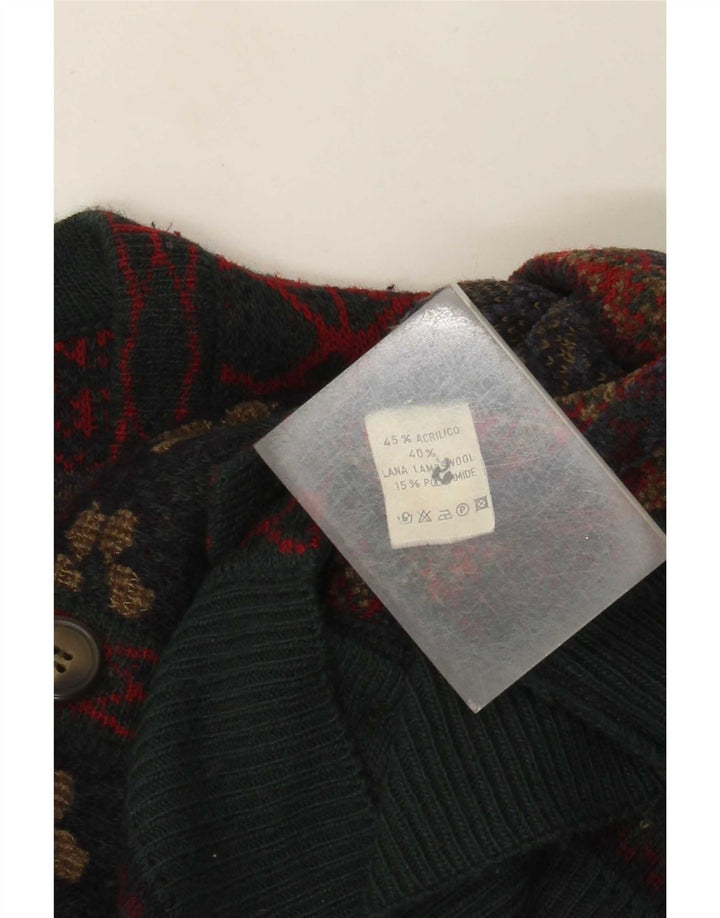 Suéter Cardigan Masculino Vintage Grande Multicolorido Fair Isle Acrílico
