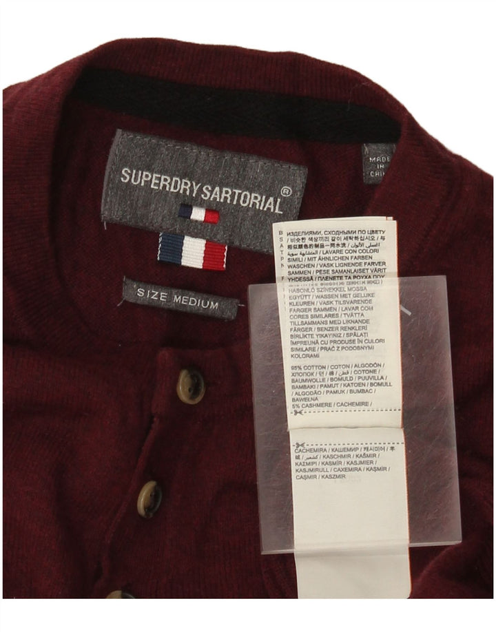 Suéter masculino Superdry com gola redonda, médio, algodão borgonha