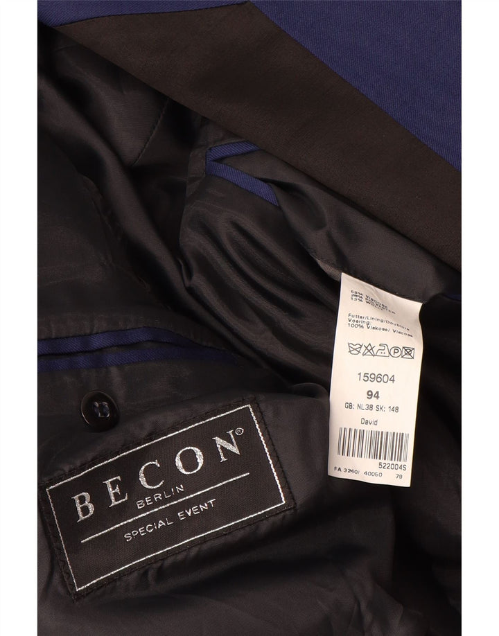 Jaqueta vintage masculina Berlin Blazer UK 38 médio azul marinho colorblock