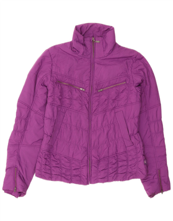 Jaqueta acolchoada feminina Prana UK 16 grande poliéster roxo