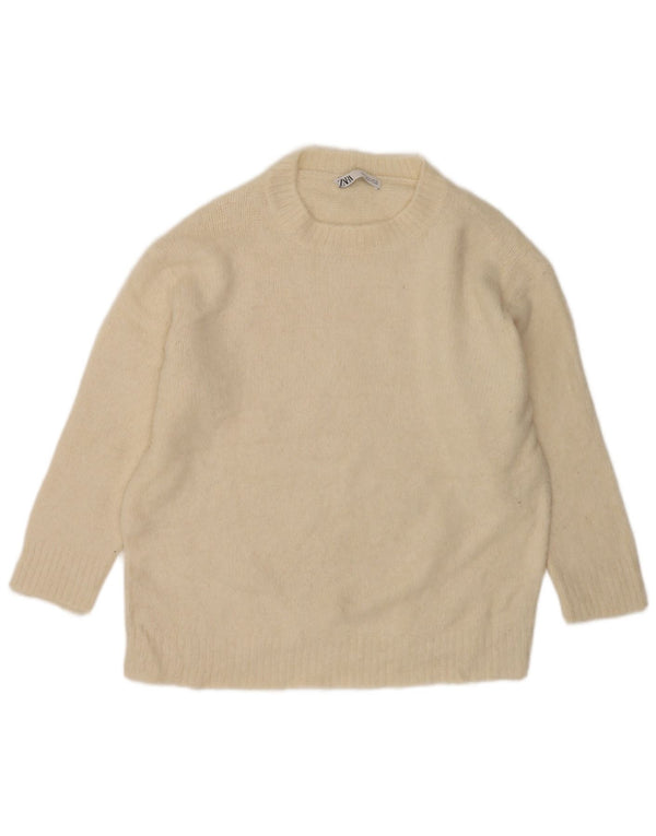 Zara Suéter feminino oversized com gola canoa Reino Unido 10 pequeno off white