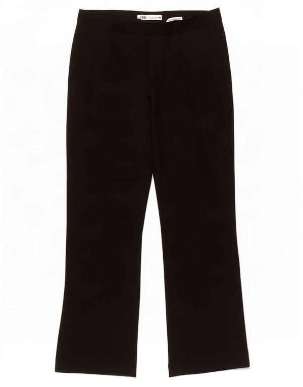 Zara Calça feminina reta casual pequena W26 L29 preta viscose
