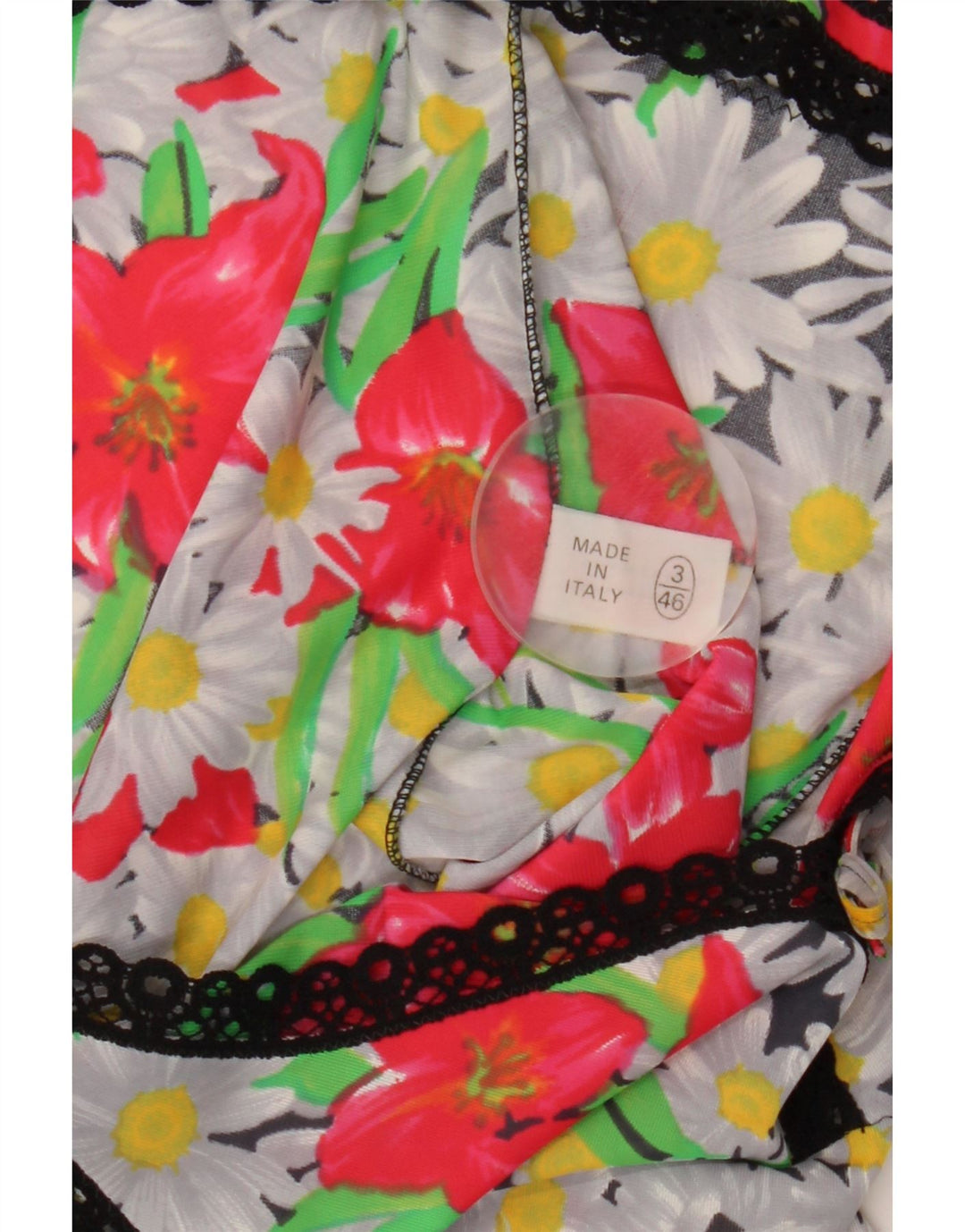 Vestido feminino vintage IT 46 grande floral multicolorido