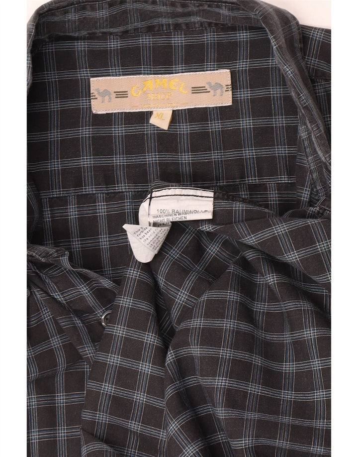 Camisa masculina de manga curta Camel Active XL cinza xadrez algodão