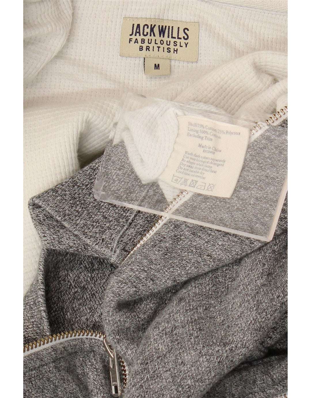 Suéter masculino com capuz e zíper Jack Wills algodão cinza médio