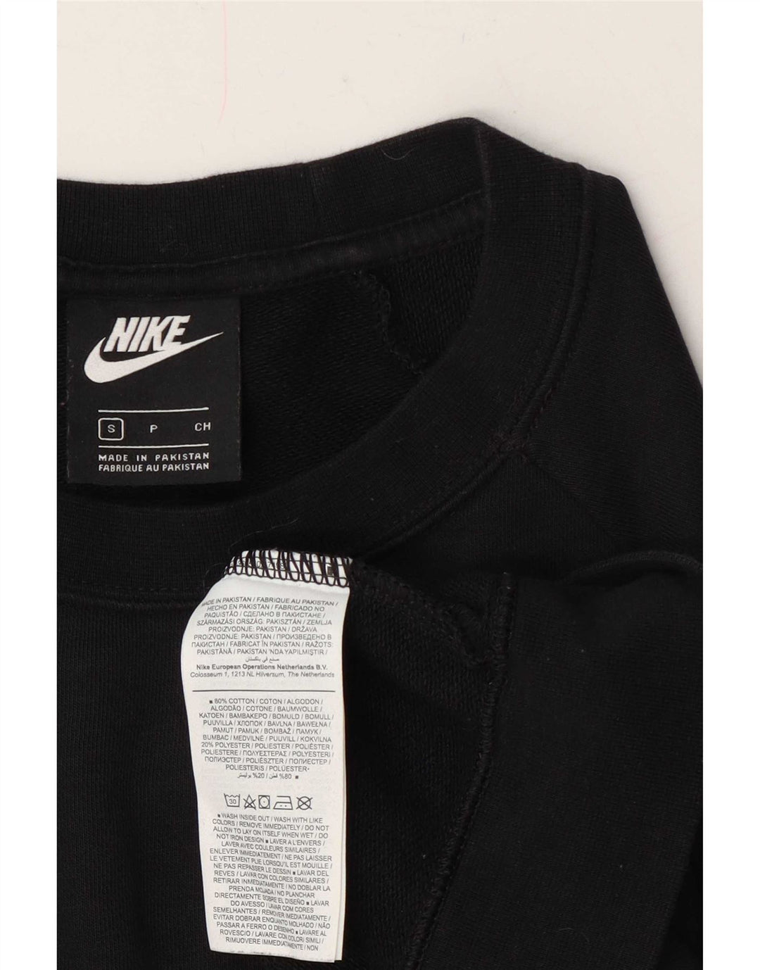 Nike feminino oversized moletom jumper reino unido 10 pequeno algodão preto