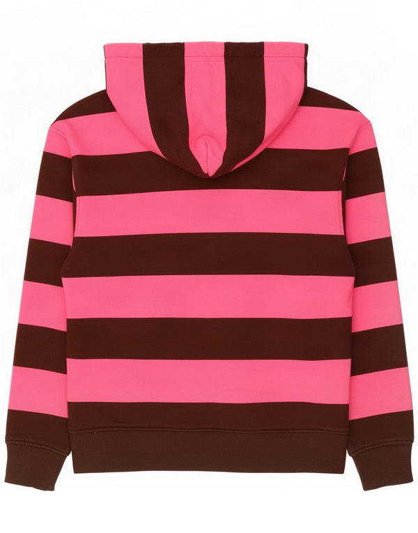 Zara Womens Hoodie Jumper UK 14 Médio Algodão Listrado Rosa