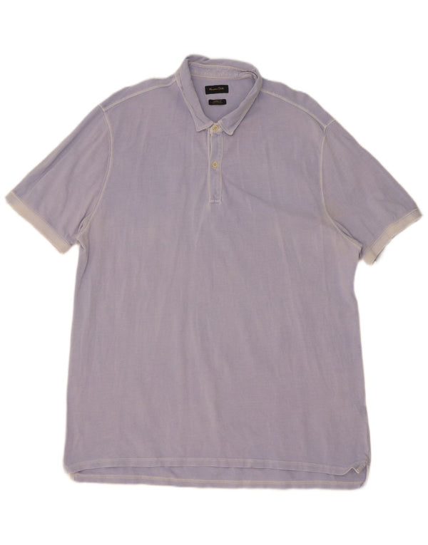 Massimo Dutti Mens Casual Fit Polo Shirt 2XL Blue Cotton