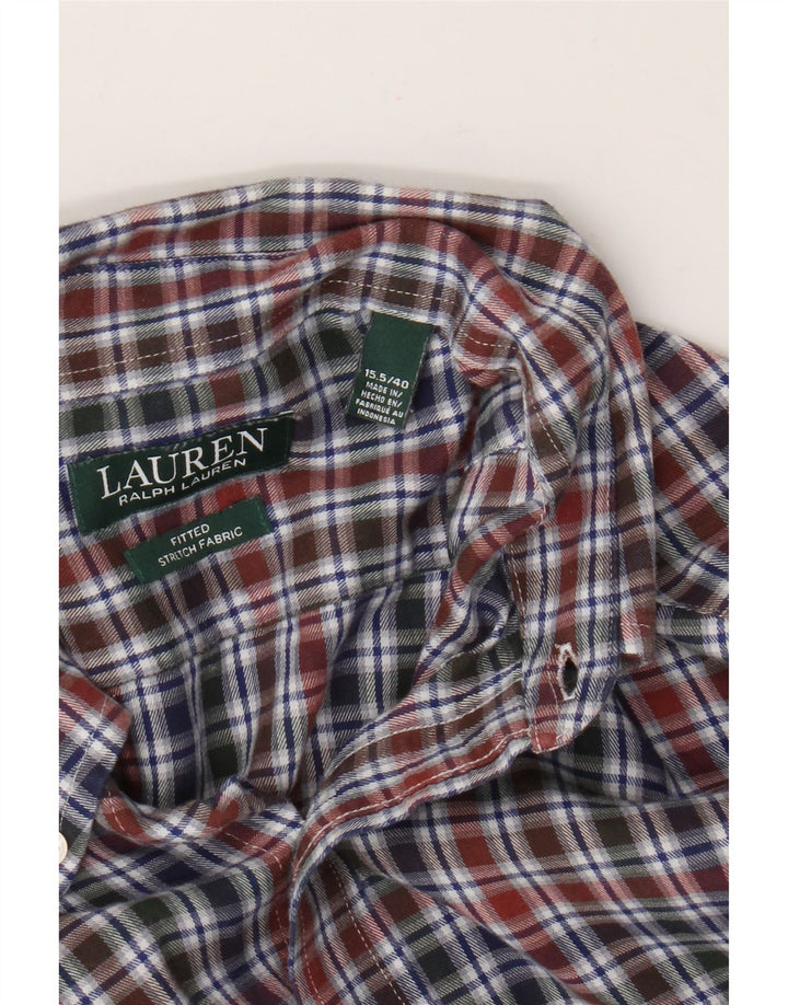 Camisa masculina de flanela Ralph Lauren tamanho 40 15,5 médio multicolorido