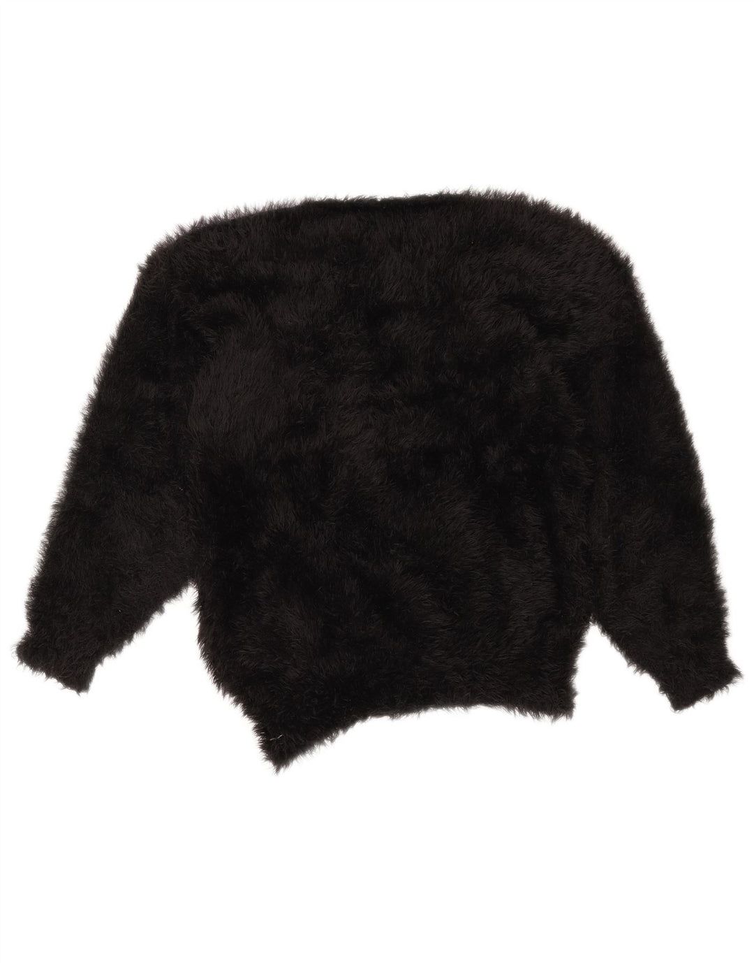 Suéter feminino VINTAGE com gola redonda UK 14 bloco colorido preto médio