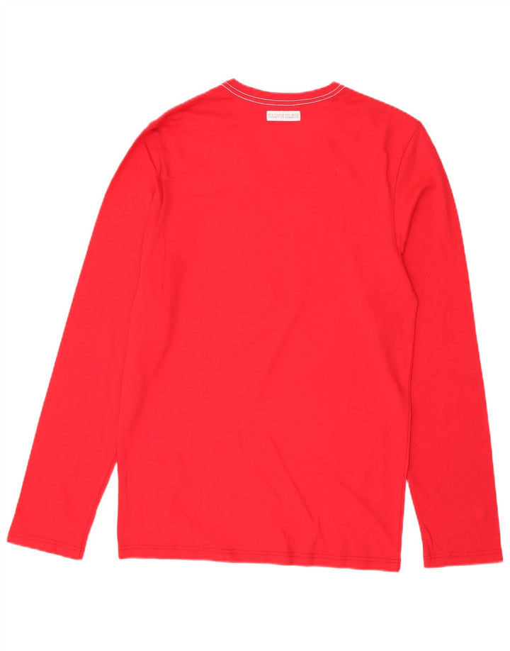 Top feminino Calvin Klein de manga comprida UK 12 algodão vermelho médio