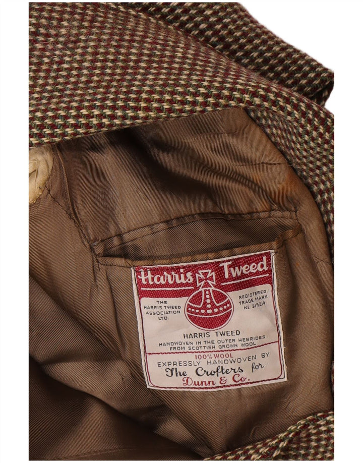 Jaqueta blazer masculina de 2 botões Harris Tweed Reino Unido 38 lã xadrez marrom médio