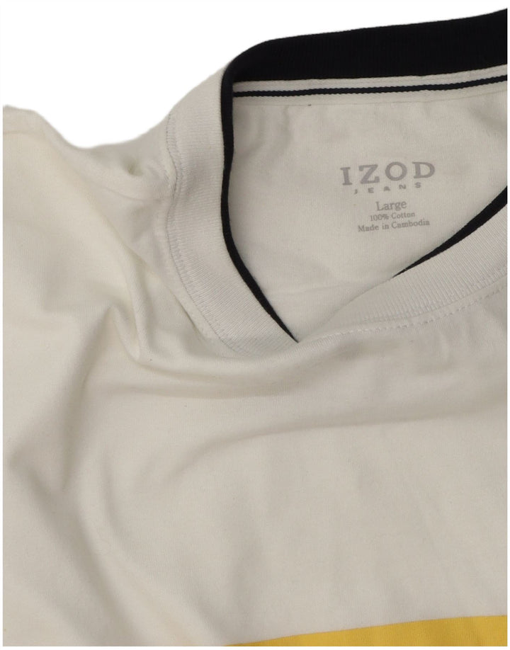 Camiseta masculina Izod Top grande algodão listrado branco