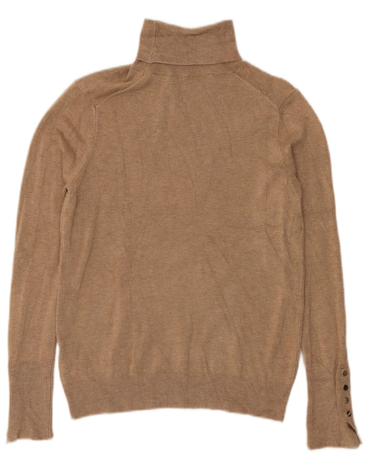 Suéter feminino Zara com gola redonda e viscose bege médio Reino Unido 12