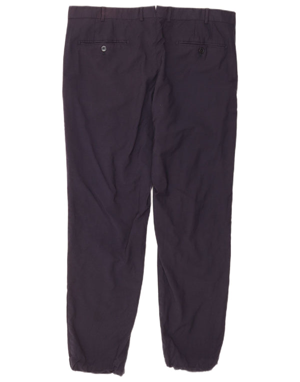 Calça masculina Slim Suit Massimo Dutti EU 46 XL W36 L29 Lã Azul Marinho