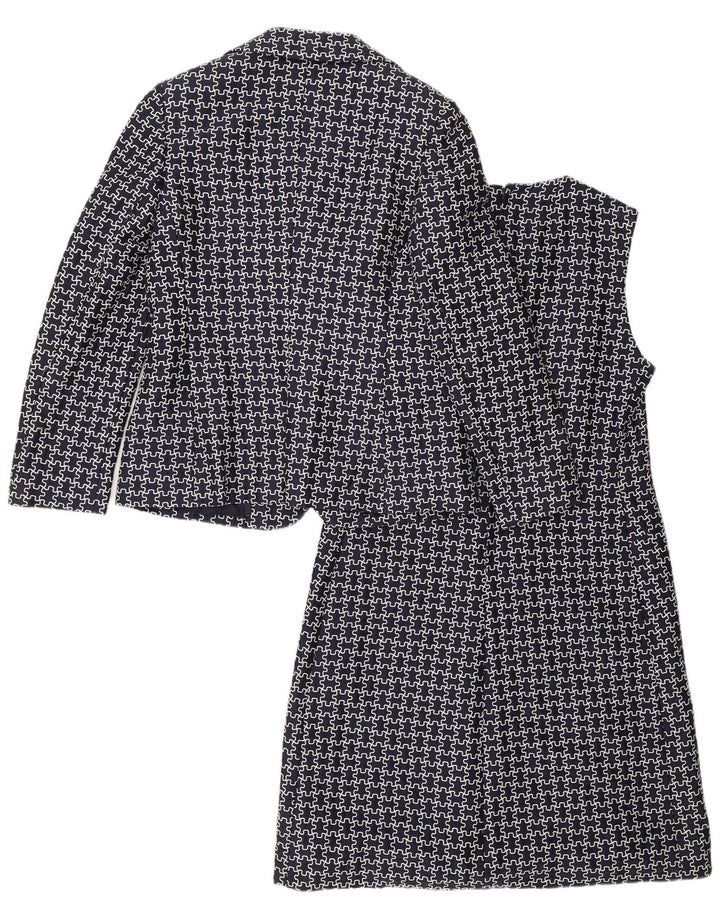 Conjunto feminino Giole com 3 botões e 2 peças IT 44 médio azul marinho geométrico