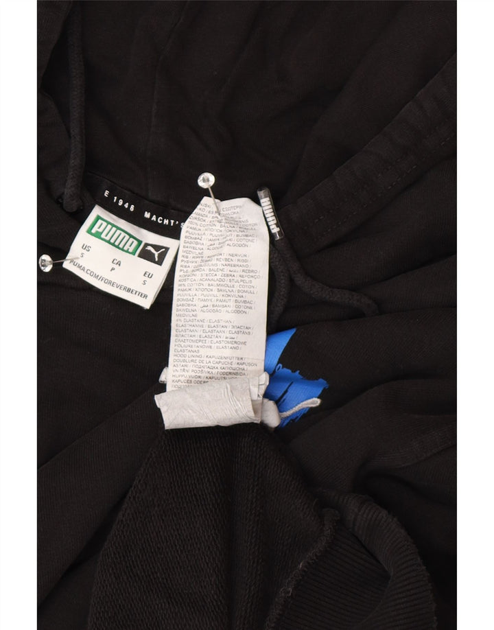 Puma masculino gráfico moletom com capuz pequeno algodão preto