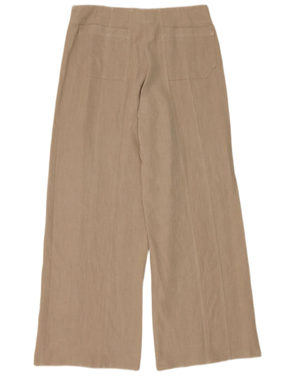 Calça casual feminina vintage de perna larga IT 42 Médio W32 L32 Bege Ramie