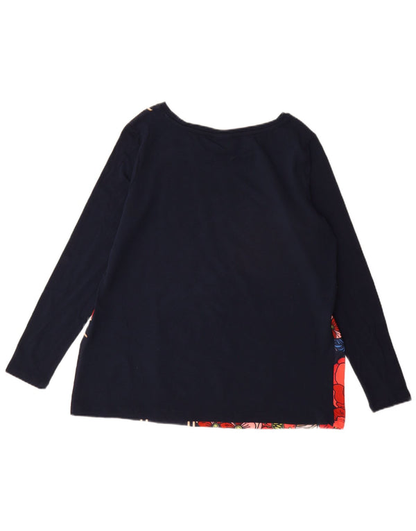US Polo Assn. Blusa Feminina Top UK 16 Grande Algodão Floral Azul Marinho