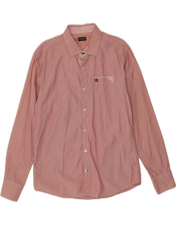 NAPAPIJRI Mens Shirt XL Pink Pinstripe Cotton Vintage Napapijri and Second-Hand Napapijri from Messina Hembry 