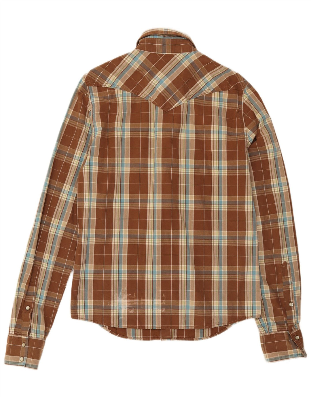 Camisa masculina Hollister de algodão xadrez marrom médio