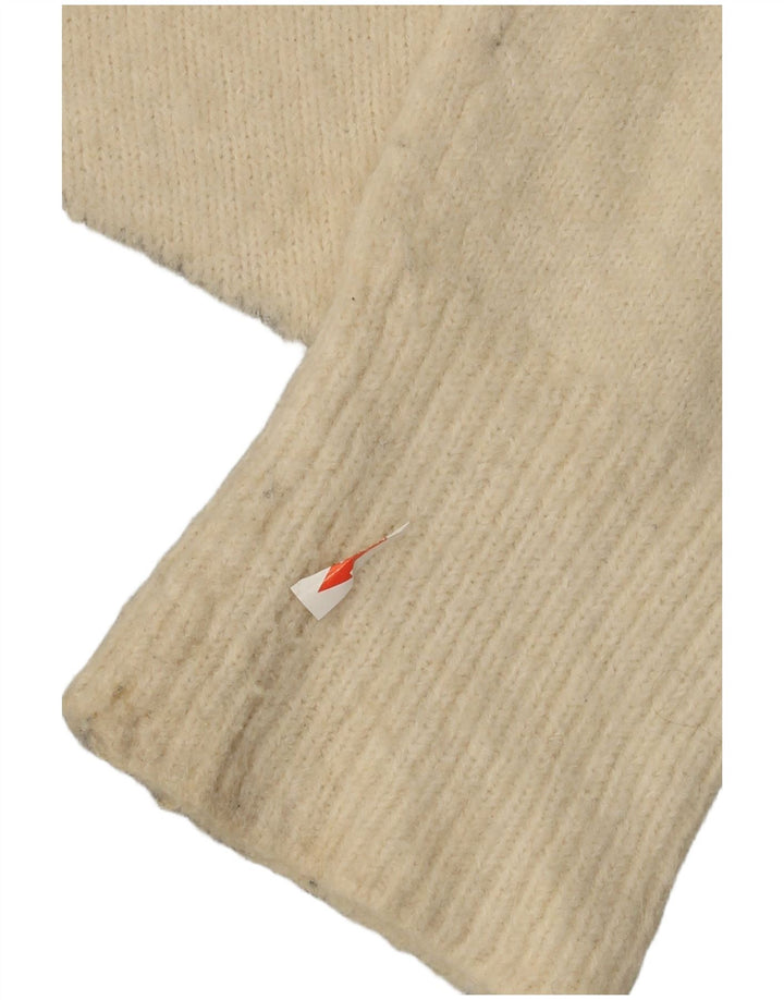 Suéter feminino Zara com gola tartaruga Reino Unido 14 bloco colorido branco médio