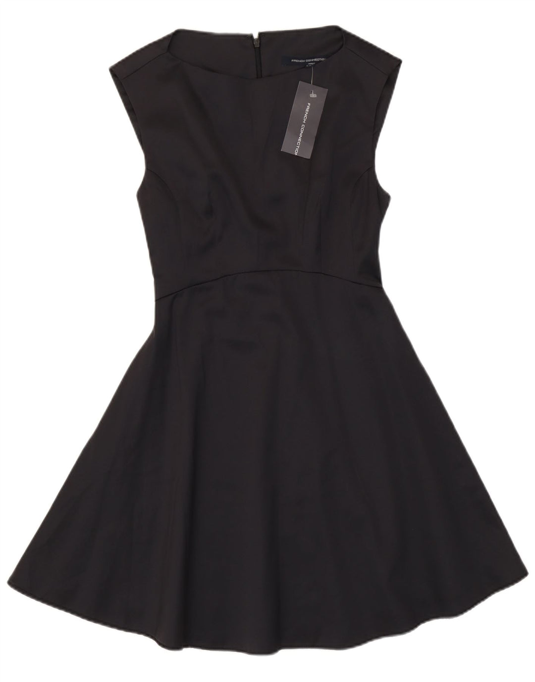 Vestido feminino French Connection sem mangas em linha A Reino Unido 8 pequeno poliéster preto