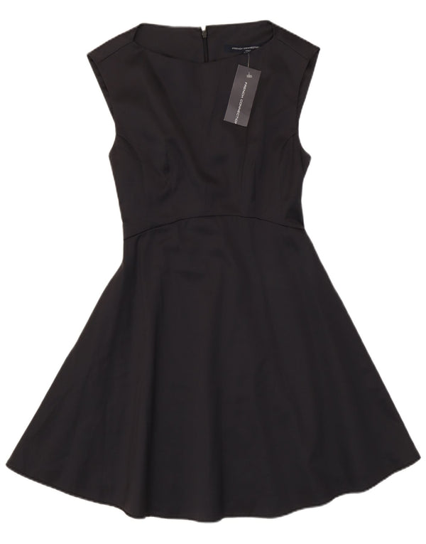 Vestido feminino French Connection sem mangas em linha A Reino Unido 8 pequeno poliéster preto