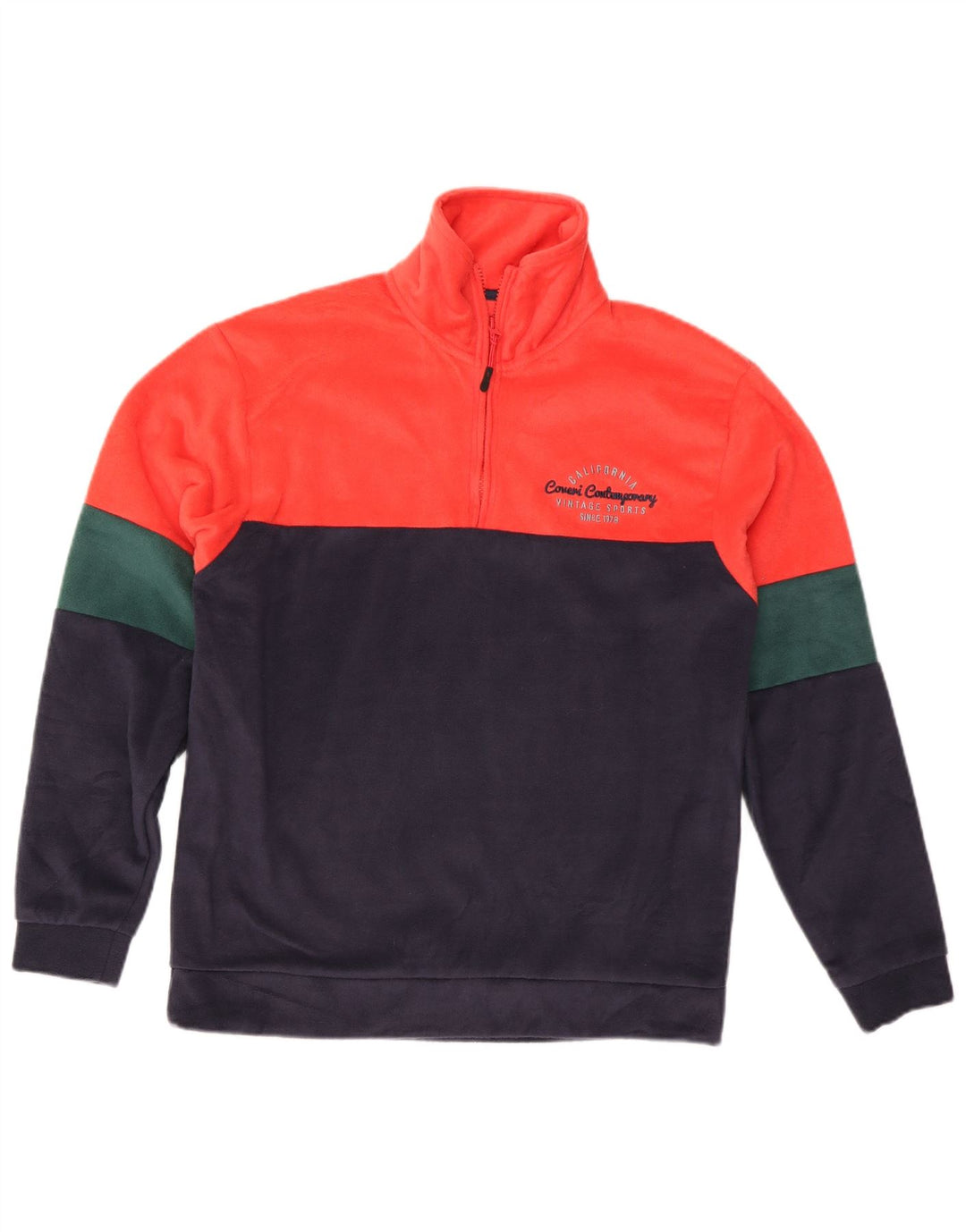 Suéter de lã masculino Coveri com zíper e gola média, bloco colorido multicolorido