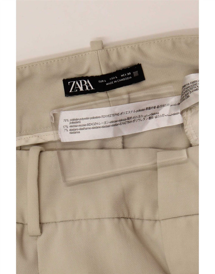 Zara Calça Cônica Feminina Grande W30 L26 Poliéster Bege