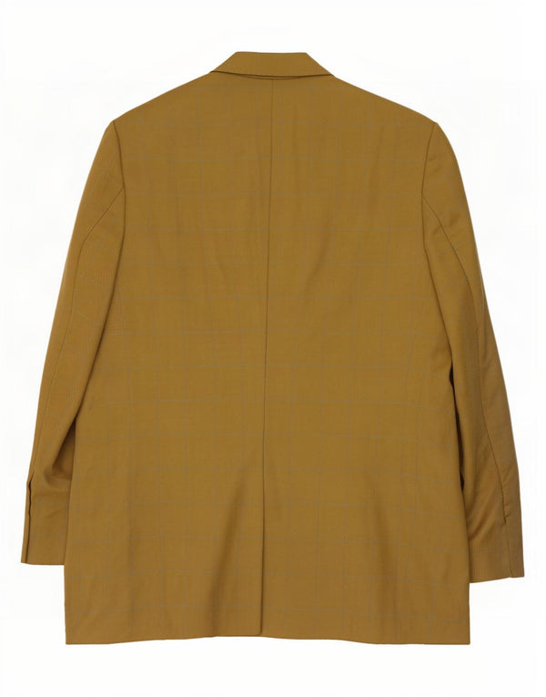 Jaqueta blazer masculina longa de 3 botões Marks & Spencer Reino Unido 44 XL xadrez dourado