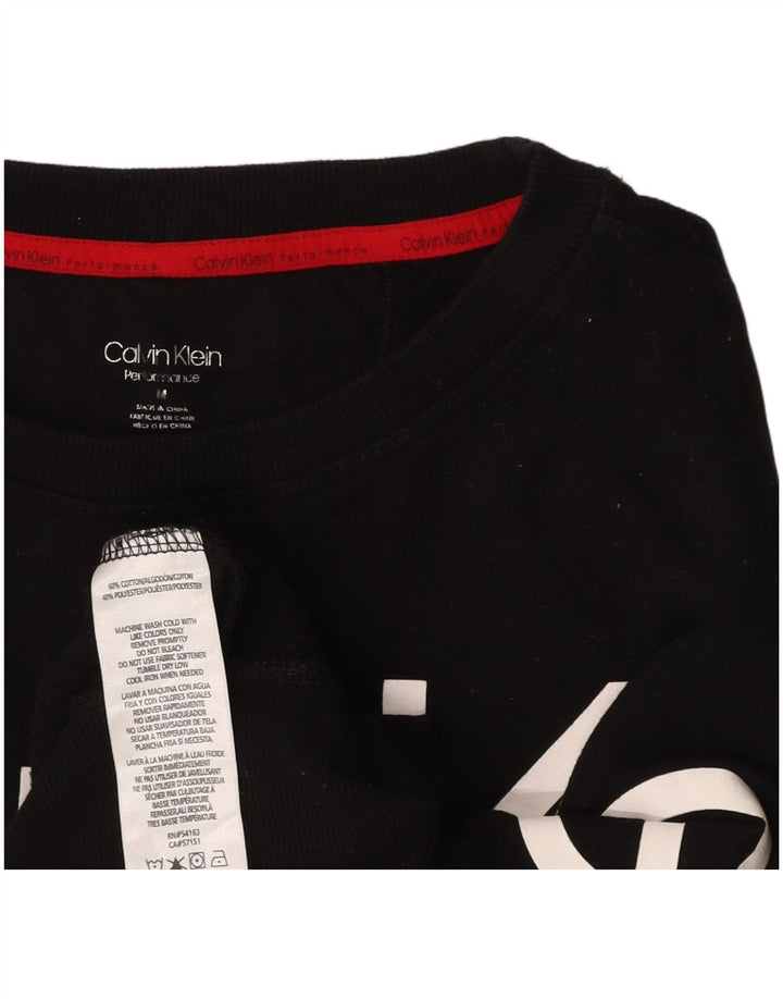 CALVIN KLEIN moletom gráfico feminino jumper UK 14 médio preto