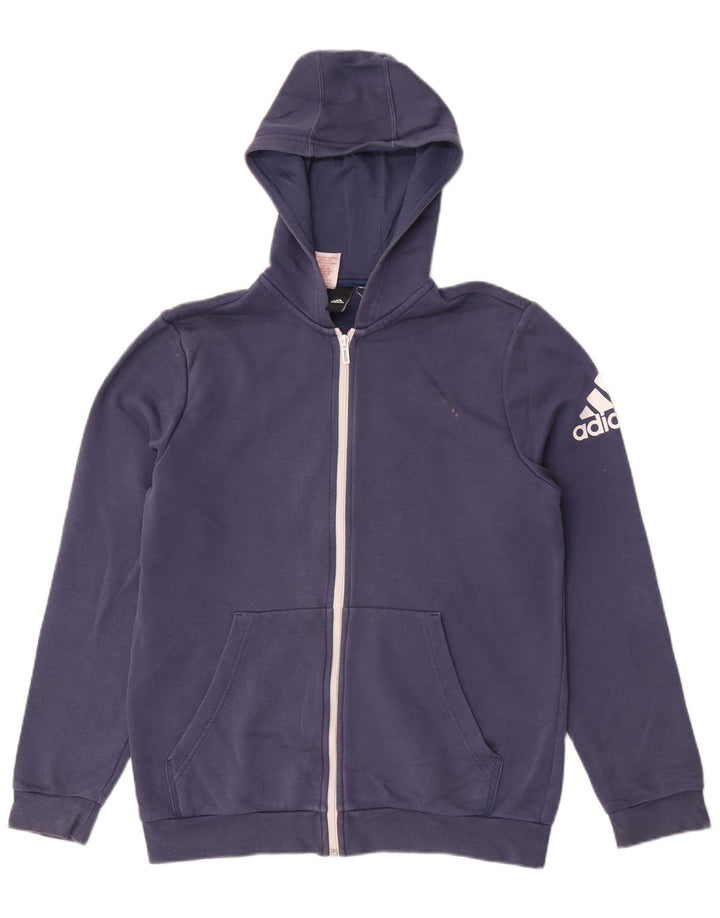 Adidas Mens Zip Hoodie Suéter Pequeno Azul