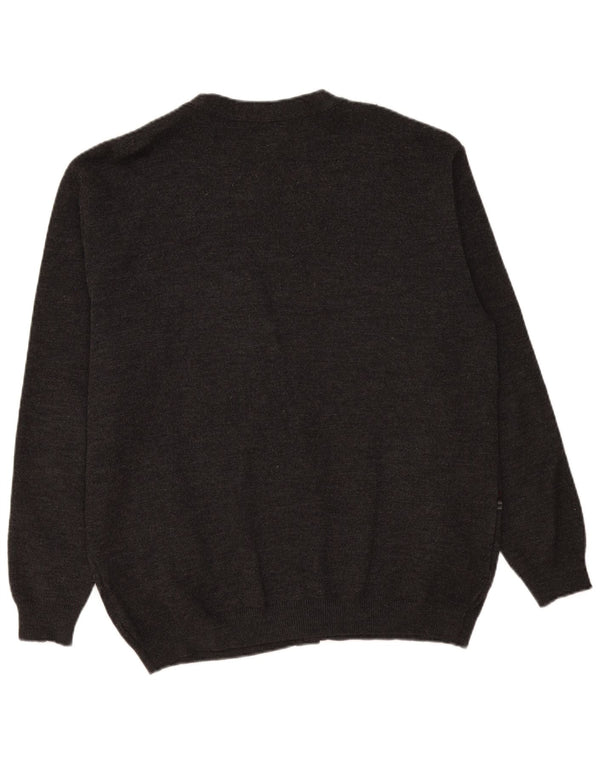Suéter Cardigan Masculino Vintage XL Lã Listrada Cinza
