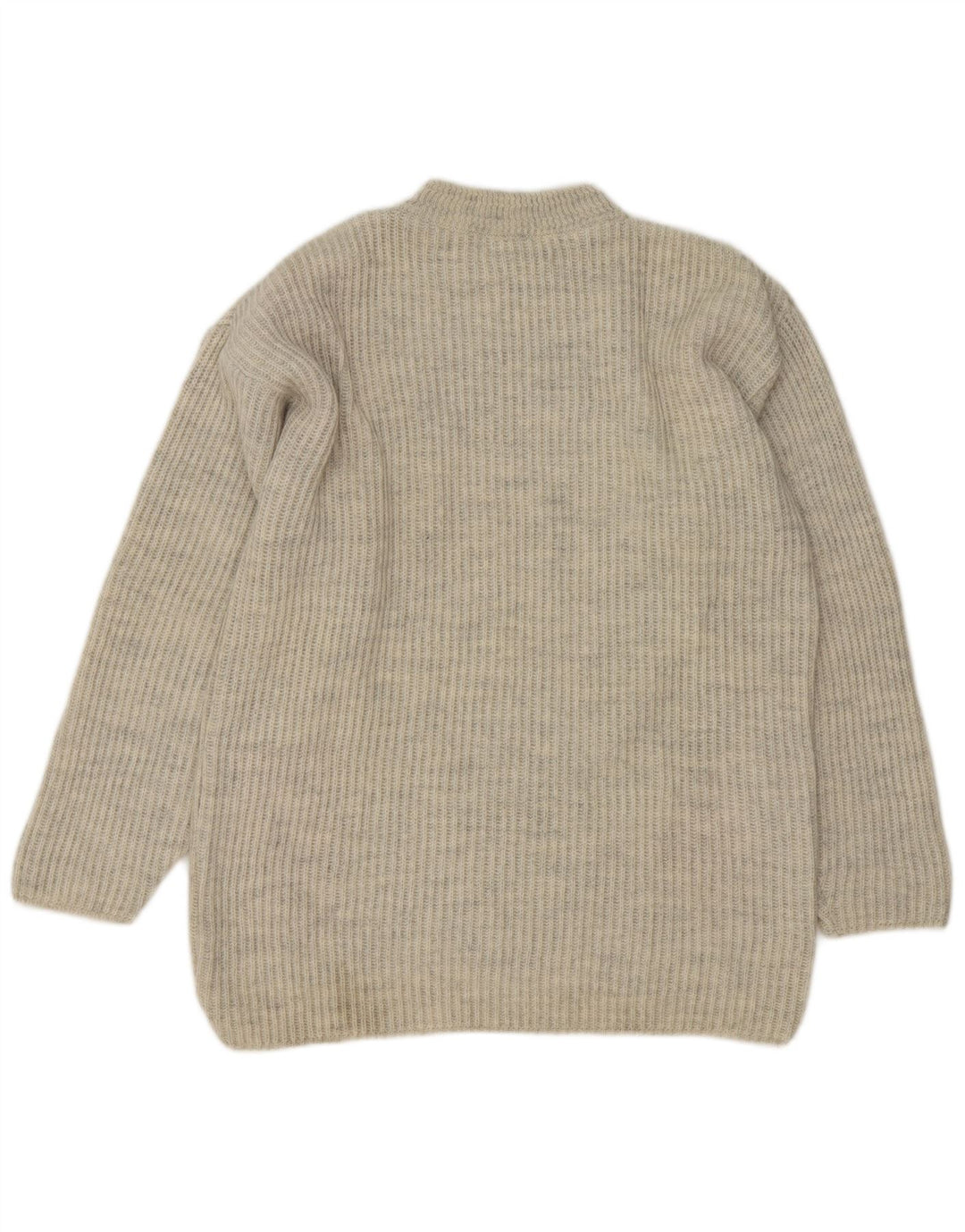 Suéter vintage masculino com gola tartaruga e acrílico geométrico cinza médio
