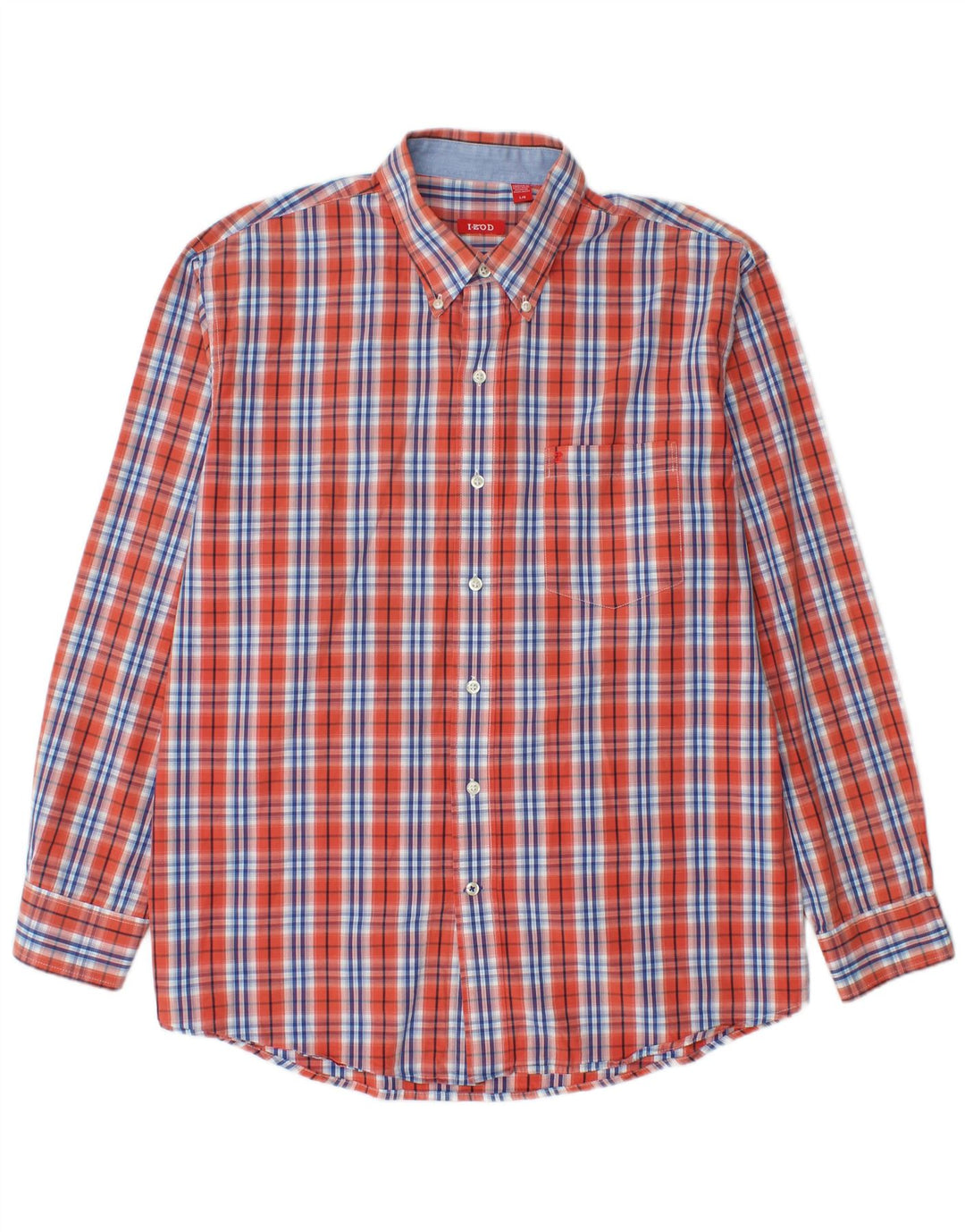 Camisa masculina Izod grande algodão xadrez laranja
