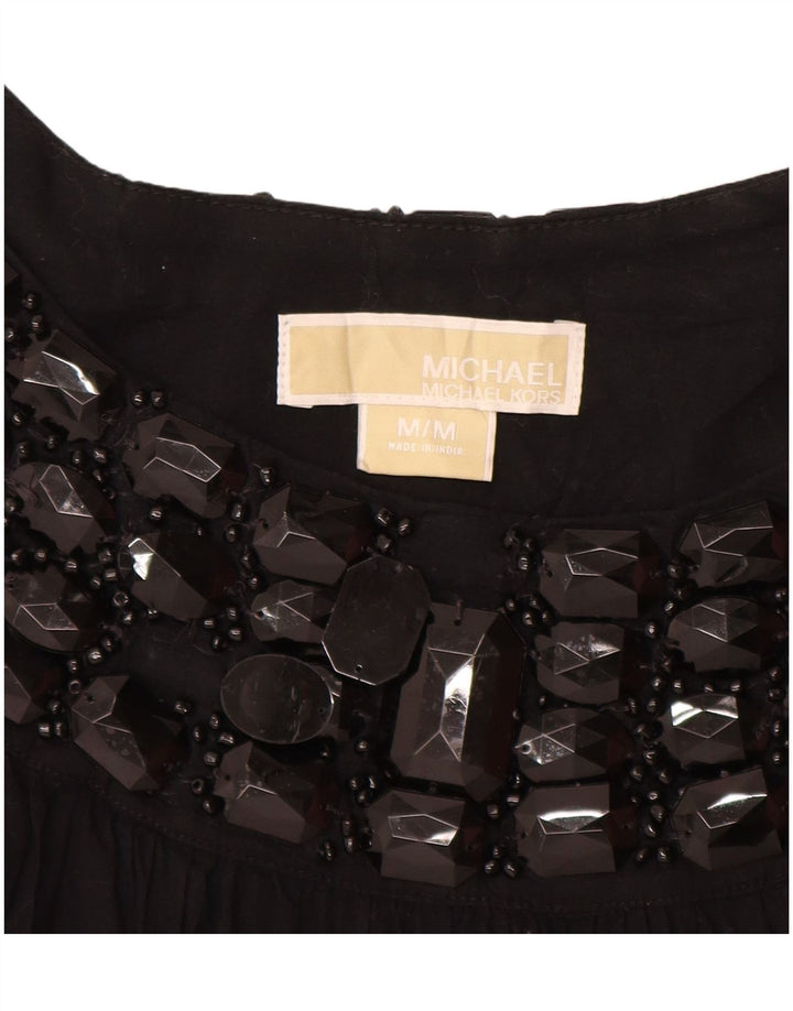 Blusa feminina sem mangas MICHAEL KORS Reino Unido 12 algodão preto médio