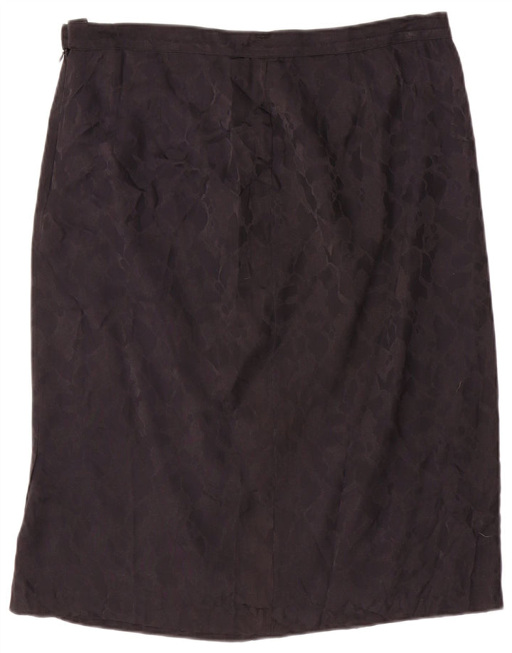 Saia reta feminina vintage IT 46 grande W34 seda preta