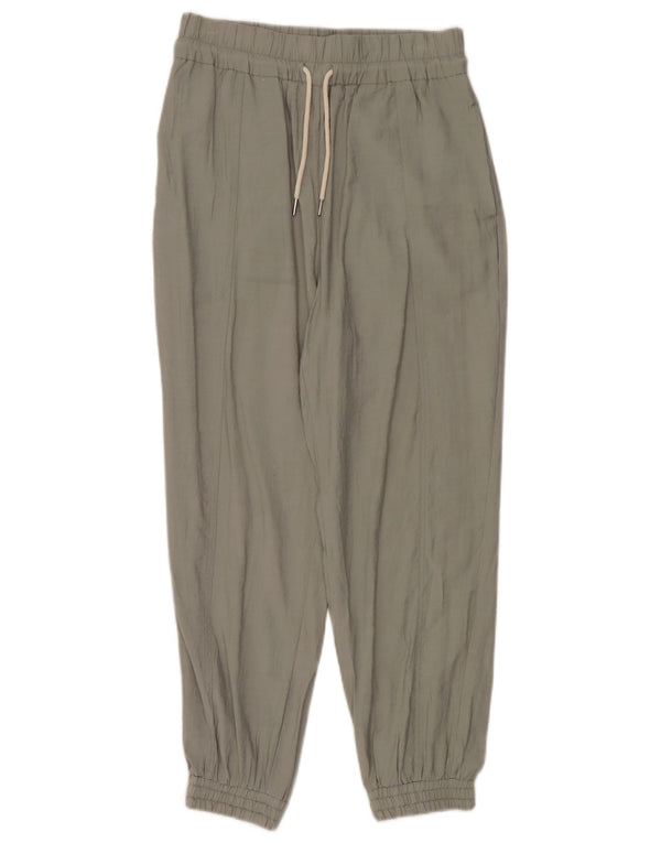 Zara Calça jogger feminina cintura alta casual média W28 L26 viscose verde