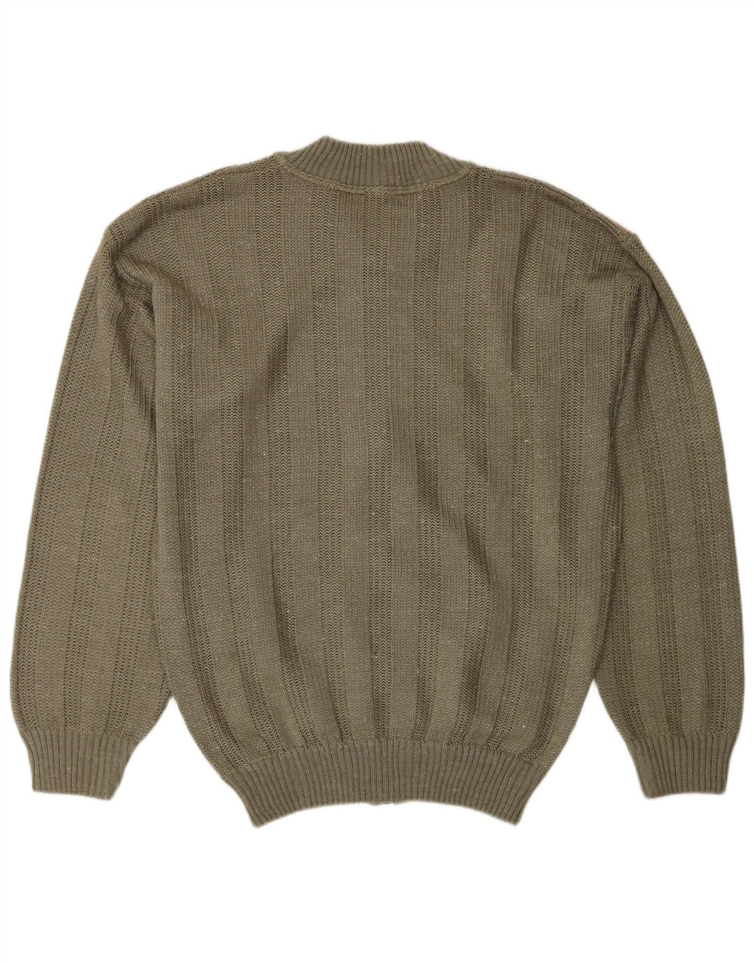 Suéter cardigã masculino vintage médio cáqui colorido bloco acrílico