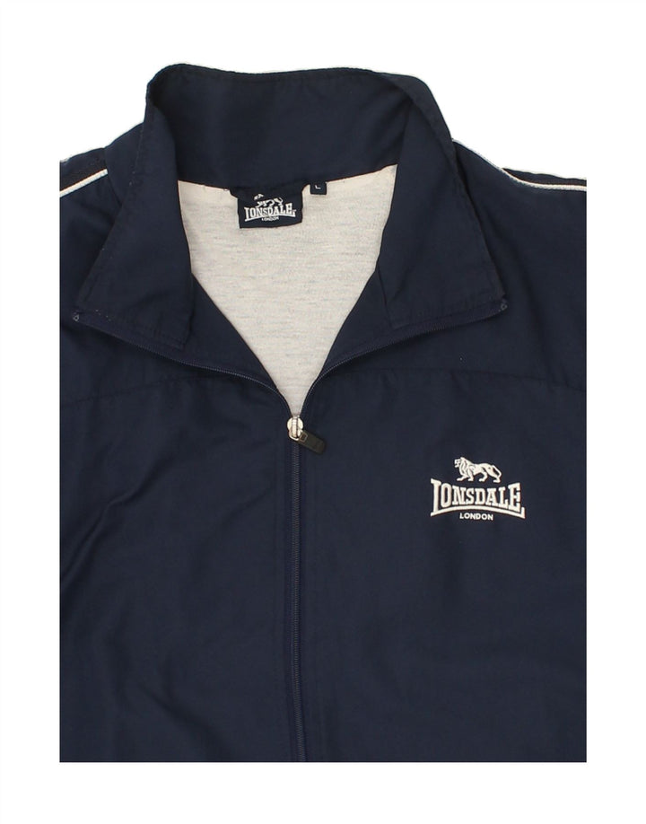 LONSDALE Jaqueta masculina de agasalho grande poliéster azul marinho